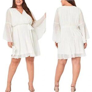 Danny & Nicole Plus Long Sleeve Dots Fit + Flare Dress/ Size: 22W